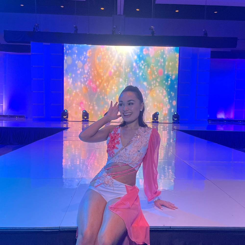 LA Designs Competition Dance Peach and White Dance Costume